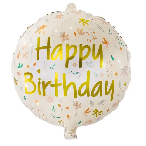 Folienballon Happy Birthday, pastell/gold, 45 cm Ø