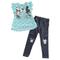 Disney Matching Sets | Disney Minnie Mouse & Mickey Mouse Kissing 2 Pc Set, Top & Leggings, Sz 6x | Color: Gray/Green | Size: 6x (Girl)