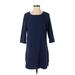 Shein Casual Dress - Shift: Blue Solid Dresses - Women's Size Small