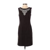 Ann Taylor Casual Dress - Sheath Crew Neck Sleeveless: Brown Print Dresses - Women's Size 0 Petite