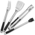 Pure Grill 4Pc BBQ Tool Utensil Grilling Tool Set Steel in Brown/Gray | 3.25 H x 8.25 W x 17.75 D in | Wayfair BBQ-TL-U22