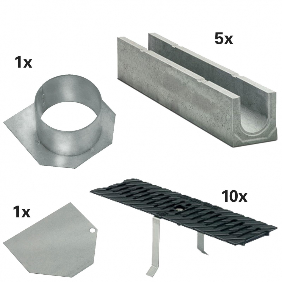 BIRCO Plus Komplett Set, 5 m, Ablauf,C 250 (25 to),mit Gussrost,ohne Innengefälle Image