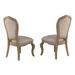 Set of 2 Upholstered Dining Side Chairs, Beige and Antique Taupe