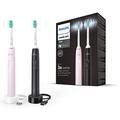 Philips Sonicare 3100 Series Sonic Electric Toothbrush (Dual Pack) with Pressure Sensor and BrushSync Replacement Reminder, Black and Sugar Rose (Model HX3675/15)