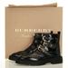 Burberry Shoes | Burberry Everdon Brouge Black Leather Ankle Boots - Size 35.5 Eu (5.5 Us) | Color: Black/Gold | Size: 5.5