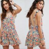 Free People Dresses | Free People Mini Dress Size Large | Color: Blue/Orange | Size: L