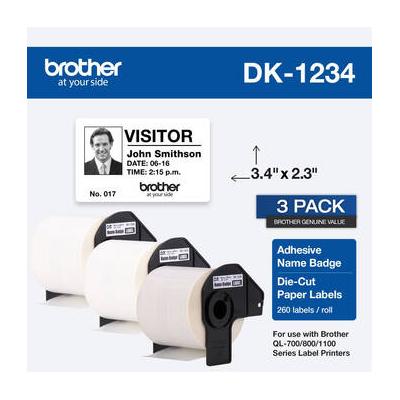 Brother DK1234 Die-Cut Name Badge Paper Labels (Wh...