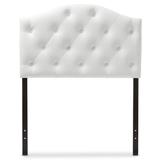 Myra Modern and Contemporary White Faux Leather Upholstered Button-Tufted Scalloped Twin Size Headboard