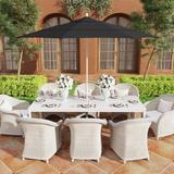 California Umbrella 11' Rd. Aluminum Patio Umbrella, Crank Lift, Collar Tilt, Dbl Wind Vent, White Finish, Sunbrella Fabric