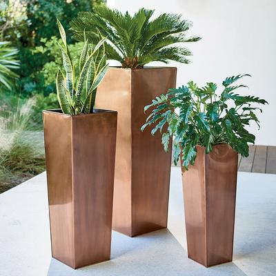 Stainless Steel Tall Tapered Planter Pots - Copper, 42