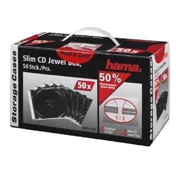Hama CD Slim Jewel Case, pack 50 Pcs 1 Disks Transparent Image