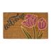 Northlight Seasonal Natural Coir Floral Rectangular "Welcome" Doormat 18" x 30" Coir in Brown | 18 H x 30 W x 0.75 D in | Wayfair