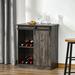 Gracie Oaks Industrial Sideboard Storage Cabinet, Serving Bar Buffet w/ Sliding Barn Door & 6-Bottle Wine Rack, Brown Wood in Gray | Wayfair