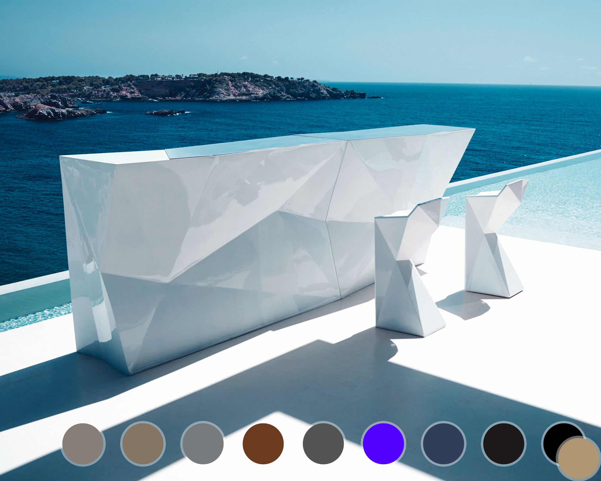 Vondom »VERTEX« Outdoor Barhocker Basic matt / Ecru