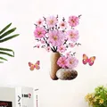 Autocollants muraux décoratifs en dorure tridimensionnelle vase de simulation 3D mur de chambre à