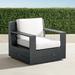 St. Kitts Swivel Lounge Chair in Matte Black Aluminum with Cushions - Resort Stripe Indigo - Frontgate