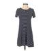 Olivia Rae Casual Dress - A-Line: Blue Print Dresses - Women's Size Small