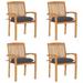 vidaXL Stacking Patio Chairs with Cushions 4 pcs Solid Teak Wood