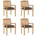 vidaXL Stacking Patio Chairs with Cushions 4 pcs Solid Teak Wood