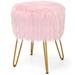 Round Faux Fur Vanity Stool Modern Round Ottoman Footrest Stool