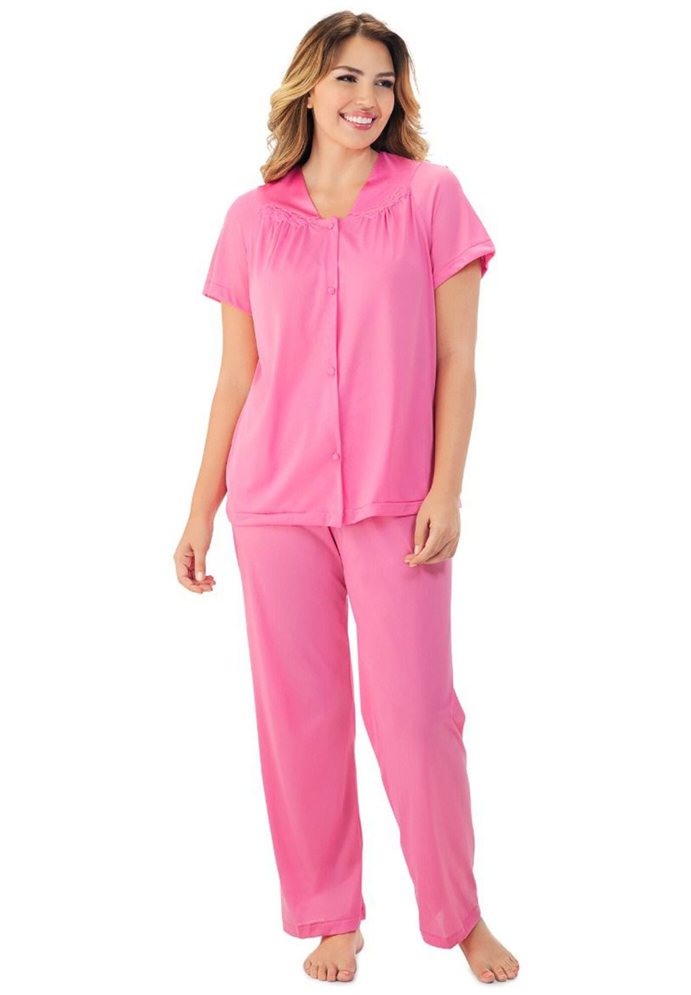 Plus Size Women's Short Sleeve Pajama by Exquisite Form in Rose (Size 1X)