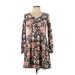A. Byer Casual Dress: Gray Floral Dresses - Women's Size Small