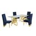 Everly Quinn Ava-Mai 5 - Piece Dining Set Wood/Glass/Upholstered/Metal in Brown | 30 H in | Wayfair B157623A027D42DEA9EF4BC62F27DB7A