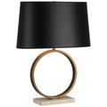 Robert Abbey Metal Ring Table Lamp w/ Stone Base Paper/Metal/Stone in Black/Brown/Gray | 24.5 H x 19 W in | Wayfair 2295B