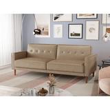 Wade Logan® Calisa 80" Wide Faux Leather Split Back Convertible Sofa Bed Faux Leather in Brown | 33.5 H x 80 W x 34.25 D in | Wayfair