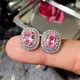 Huitan – boucles d'oreilles de luxe roses en zircon cubique pour femmes accessoires de fête