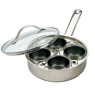 4 Egg Poacher Set by RSVP International in Gray