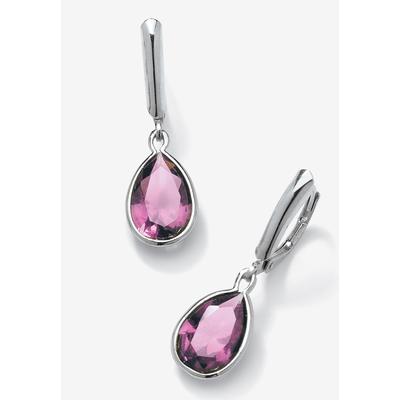 Women's Sterling Silver Drop Earrings Pear Cut Simulated Birthstones by PalmBeach Jewelry in June