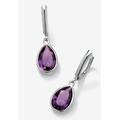 Women's Sterling Silver Drop Earrings Pear Cut Simulated Birthstones by PalmBeach Jewelry in February