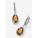 Women's Sterling Silver Drop Earrings Pear Cut Simulated Birthstones by PalmBeach Jewelry in November