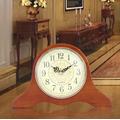 Tikwisdom Handmade solid wood table clock, sitting clock, mantel clock bracket, bronze face and numbers, silent quartz wood clock, vintage mantel clock (27cm long brown)