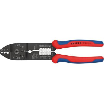 Crimpzange, mit Mehrkomponenten-Hüllen, schwarz lackiert 230 mm, Dorn-Crimp - Knipex