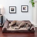 FurHaven Two-Tone Faux Fur & Suede Sofa Pet Bed Polyester/Faux Suede in White/Brown | 6.5 H x 36 W x 27 D in | Wayfair 45441081