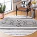 Gray/White 72 x 72 x 0.56 in Indoor Area Rug - Foundry Select Striped Kilim 203 Area Rug In Ivory/BlackSTK203A Cotton | Wayfair