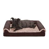 FurHaven Two-Tone Faux Fur & Suede Sofa Pet Bed Polyester/Faux Suede in Brown | 6 H x 30 W x 20 D in | Wayfair 45341081