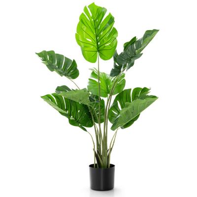 Costway 4 Feet Artificial Monstera Deliciosa Tree with 10 Leaves of Different Sizes