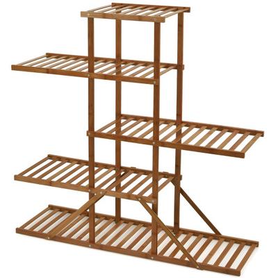 Costway 5-tier 10 Potted Bamboo Plant Stand-Brown
