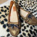 Coach Shoes | Coach Fur Moccasin T-Rex Slip On | Color: Brown/Gold | Size: 9.5