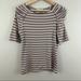 Anthropologie Tops | Anthropologie Beige Tan Creme Striped Boatneck Quater Sleeve Top | Color: Cream/Tan | Size: M