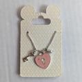 Disney Accessories | Disney Parks Mickey Key Heart Lock Necklace | Color: Pink/Silver | Size: Osbb