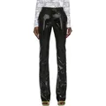 FjWomen-Pantalon à Jambes Droites en Faux Latex Cuir Verni Brcorporelle Sexy Slim PU Bouton