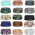 Bracelets en pierre naturelle Onyx Agates perles rondes pour hommes et femmes bijoux fait à la