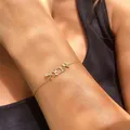 Bracelet Personnalisé avec Nom Russe et Hébreu pour Femme Bijoux en Acier Inoxydable Nom Coréen