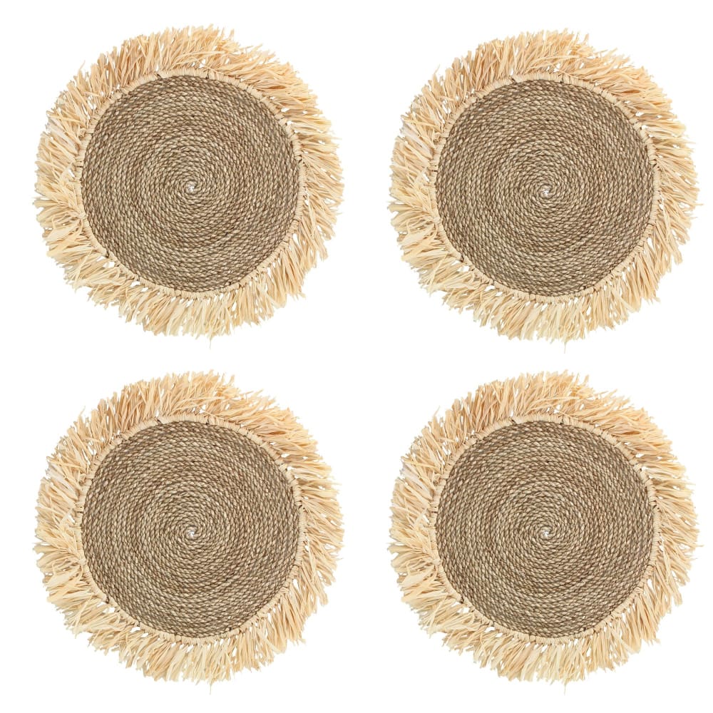 Lot de 4 sets de table en raffia 38cm
