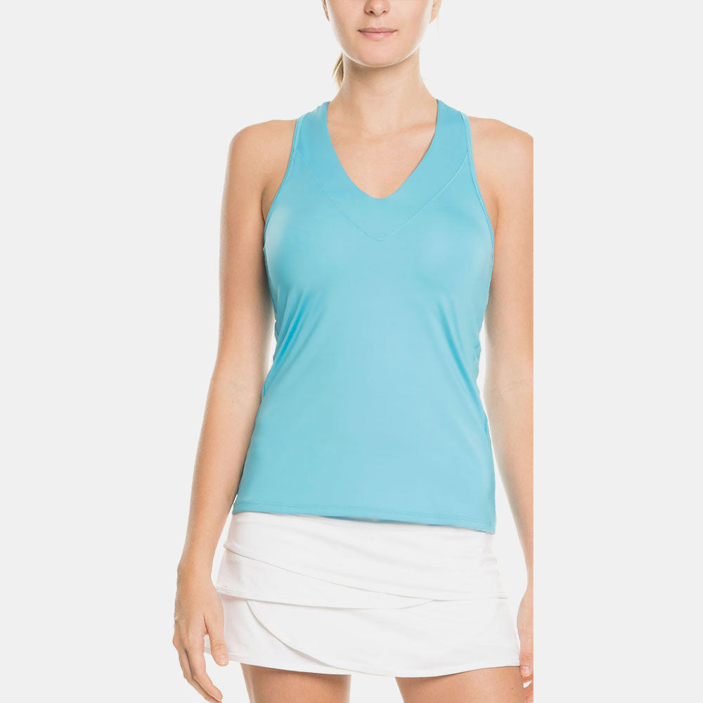 Lucky in Love V-Neck Tank with Bra Women's Tennis Apparel Ocean