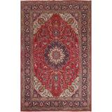 Red Traditional Tabriz Persian Living Room Area Rug Wool Hand-knotted - 6'7" x 9'7"